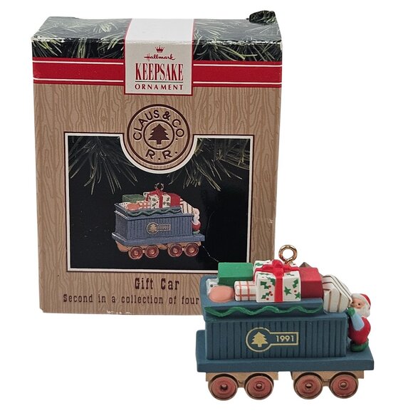 Hallmark Claus & Co RR Railroad Trestle Display Stand 4 Train Cars 1991 - Picture 6 of 12